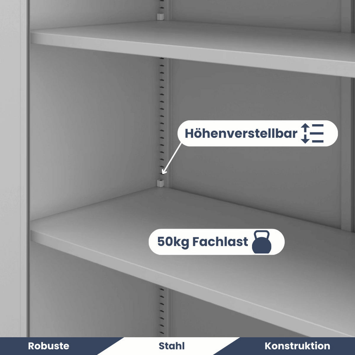 AKTENSCHRANK abschließbar KADO mit Flügeltüren 140x90x40cm Grau - Grau, Metall (90/140/40cm) - DELUKE