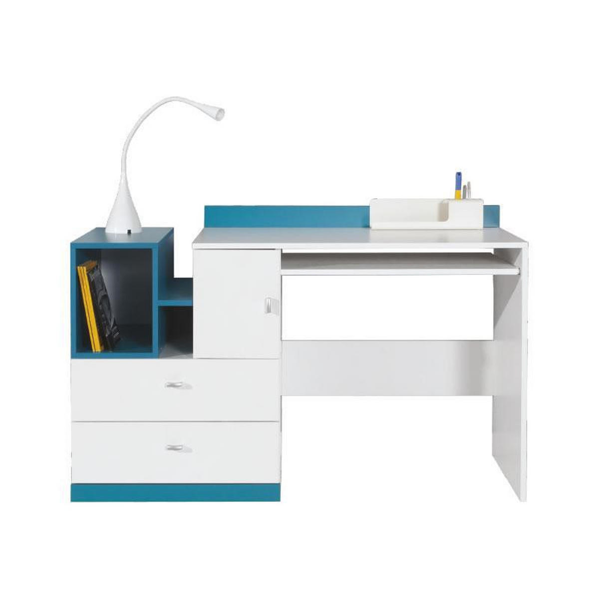 SCHLAFZIMMER Set 8-tlg. – MOBI System – Weiß / Blau - Weiß, Holzwerkstoff (80/195/50cm) - hi-markt