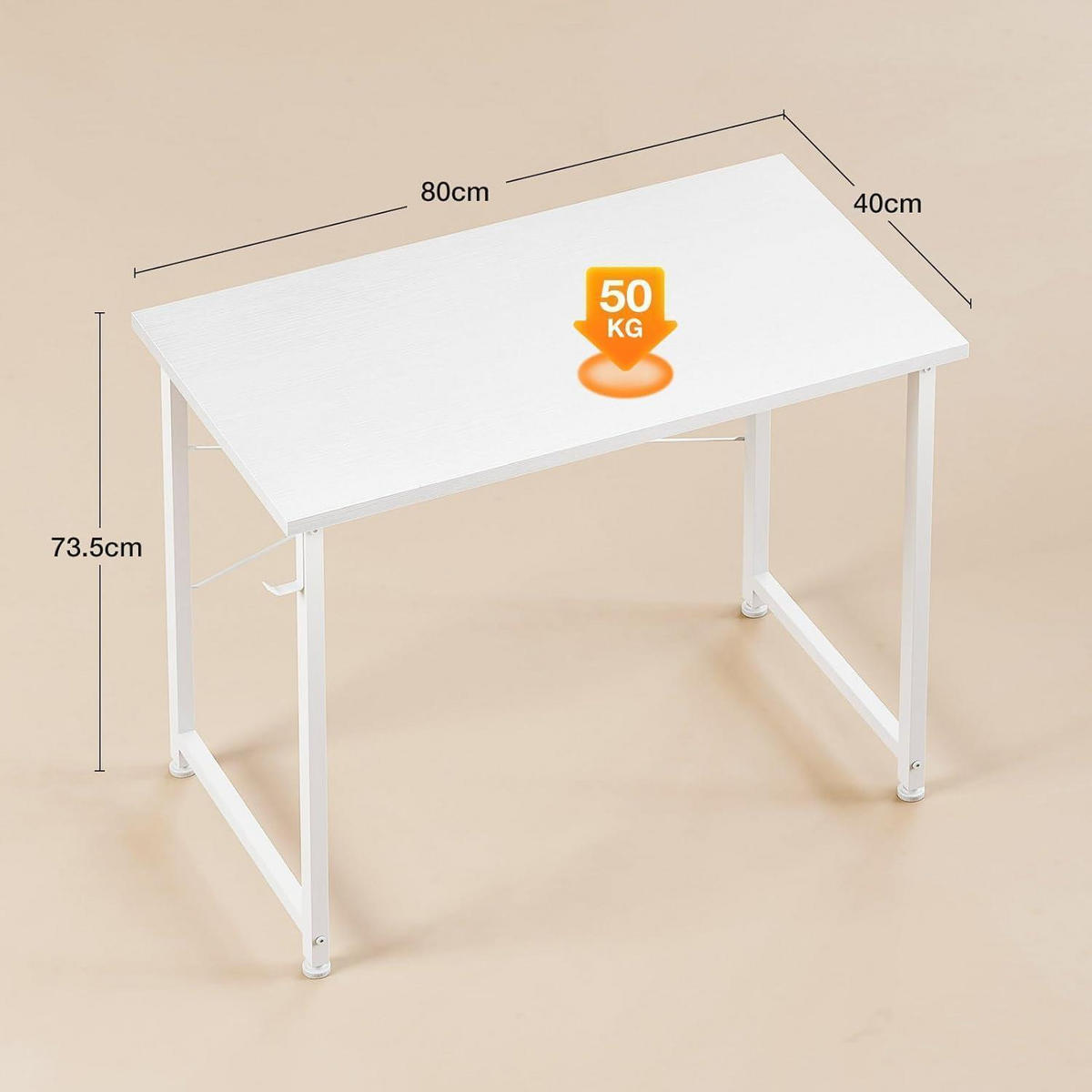 SCHREIBTISCH Weiß 80/40 cm mit Kopfhörerhalter - Weiß, Holzwerkstoff (48/120/73.5cm)
