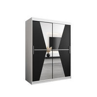 SCHWEBETÜRENSCHRANK 200/150/62 2-türig - Silberfarben/Schwarz, Holz/Kunststoff (150/200/62cm) - Abiks Möbel