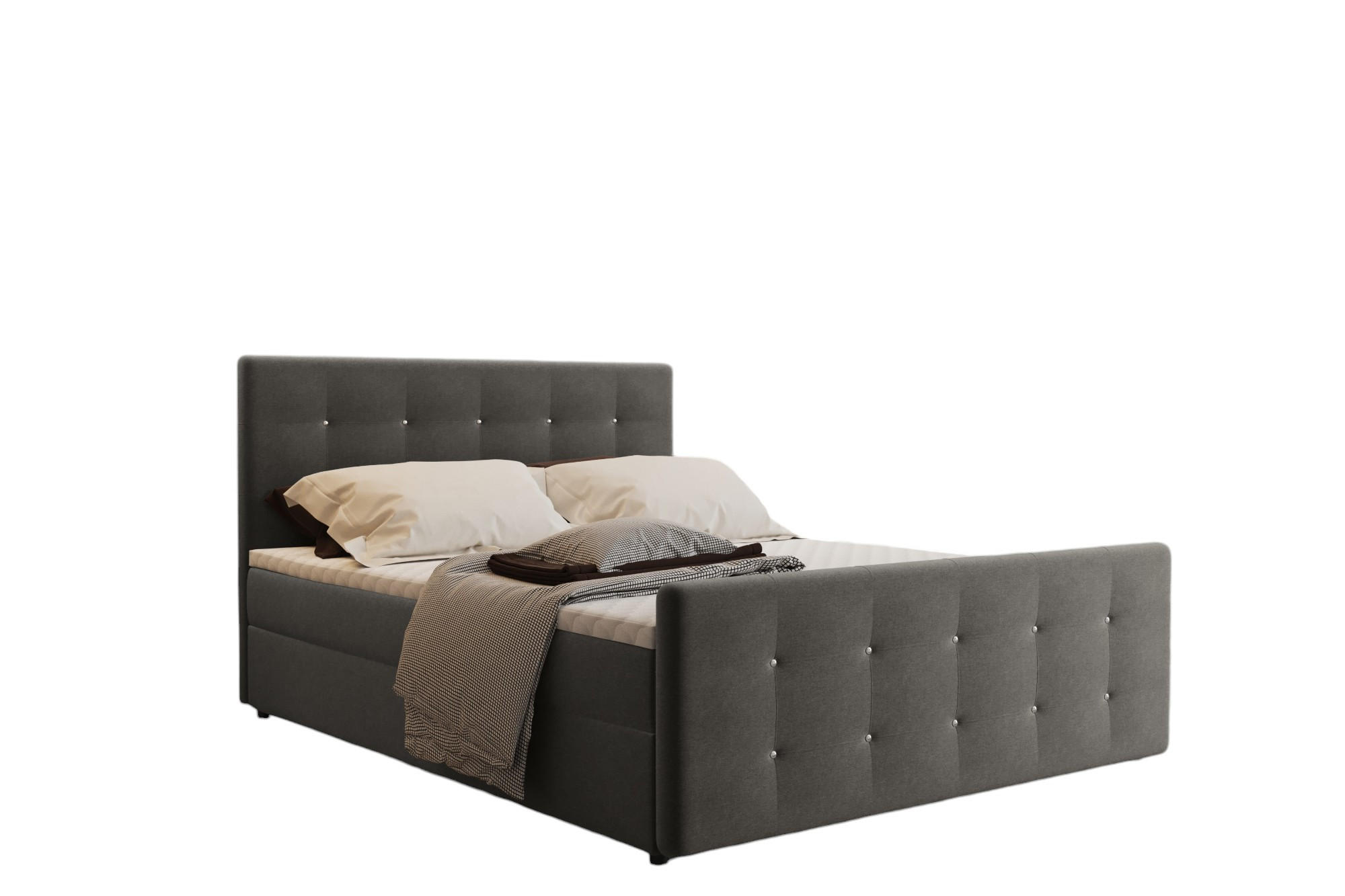 BOXBETT Mit Bettkasten Matratze Topper AMOR Warmgrau 120x200 cm H3-Bonell - Graubraun, Holz/Textil (120/200cm) - Kaiser Möbel