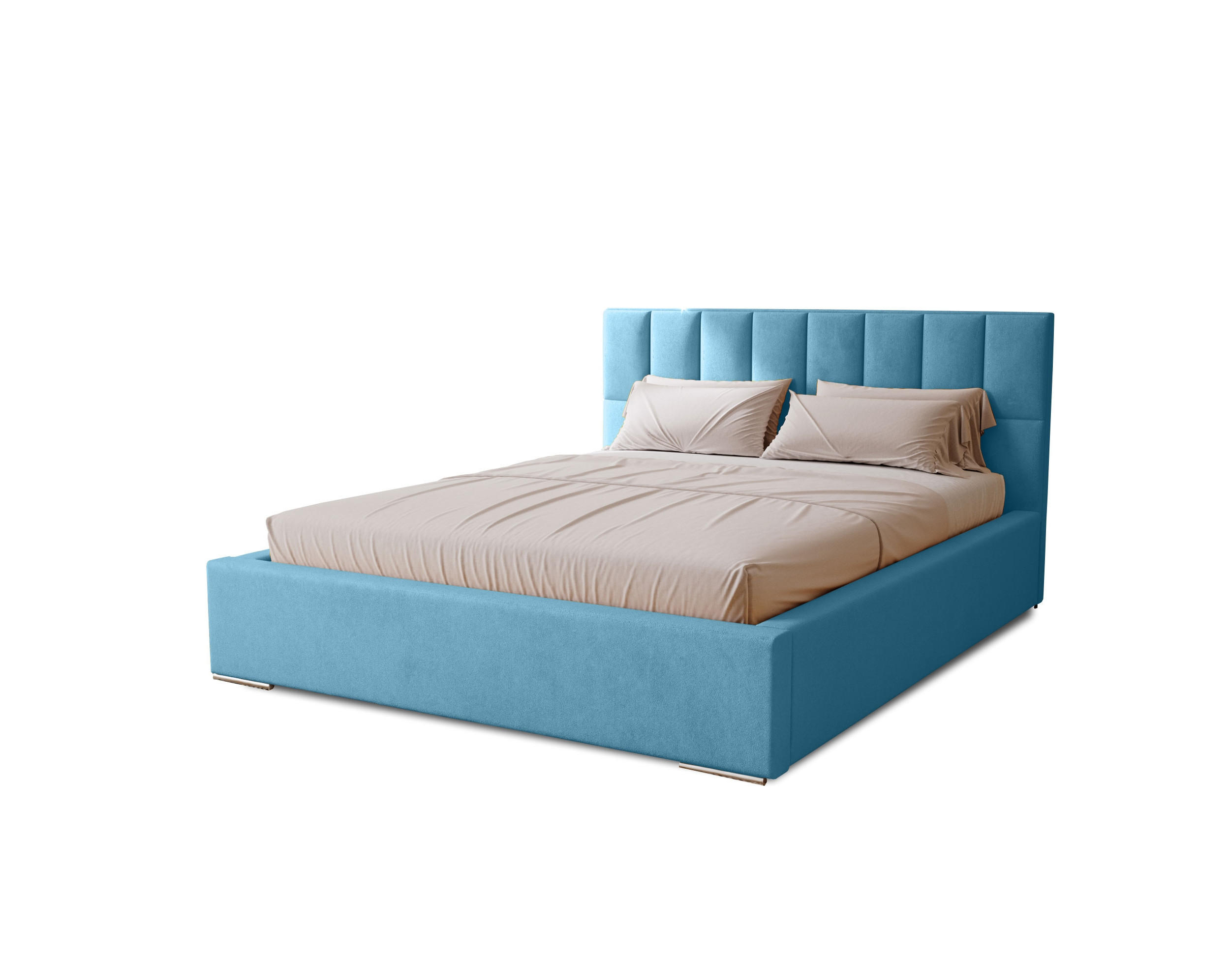 POLSTERBETT Dream 140x200 cm, Doppelbett mit Bettkasten, Lattenrost und Matratze, Velourstoff: Blau - Blau, Holz/Textil (140/200cm) - Marpur