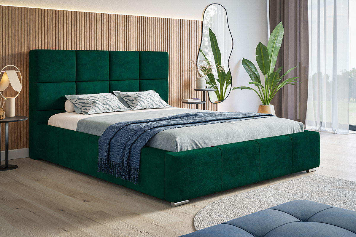 BETT Butelgrün BEN 7 Gepolstert Mit Bettkasten 90x200 cm - Grün, Textil (90/200cm) - Sepro Meble