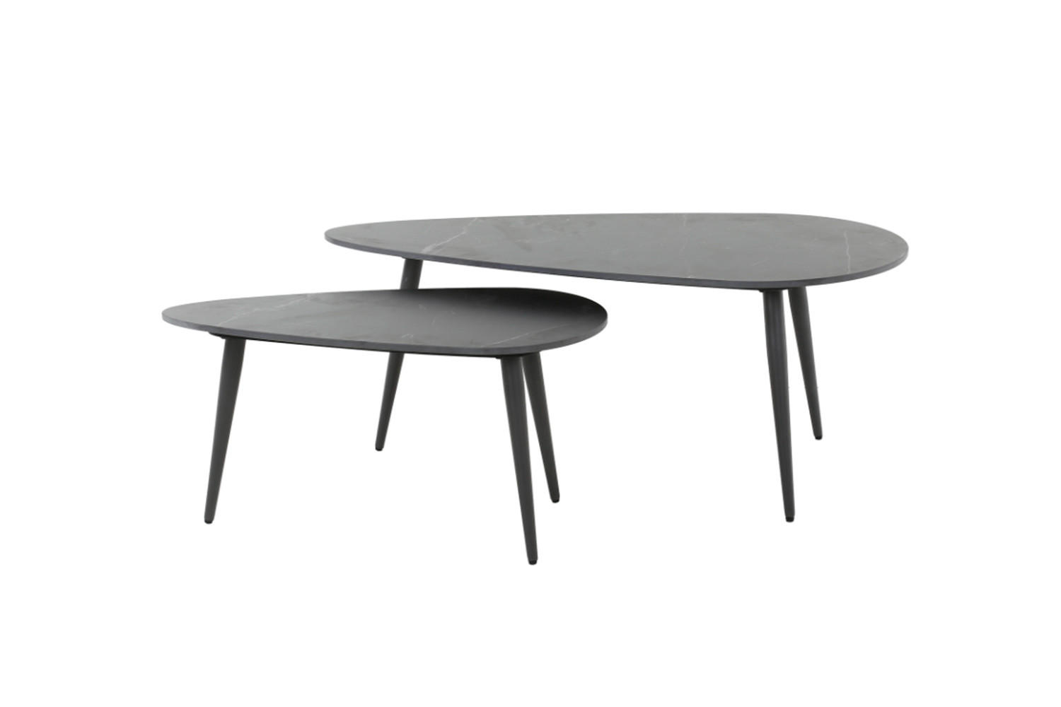COUCHTISCH-SET SERIDO Schwarz Keramik - Schwarz, Keramik/Metall (100/50/40cm) - KAWOLA