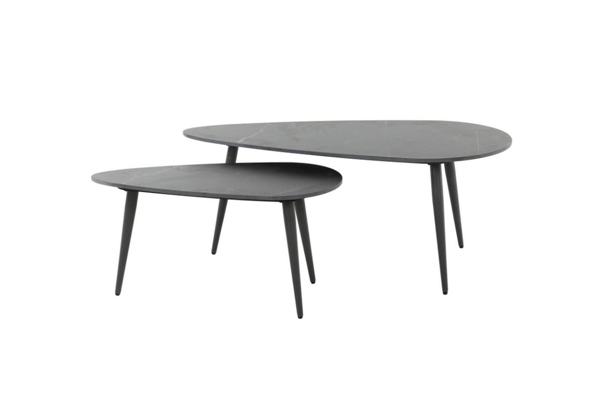 COUCHTISCH-SET SERIDO Schwarz Keramik - Schwarz, Keramik/Metall (100/50/40cm) - KAWOLA