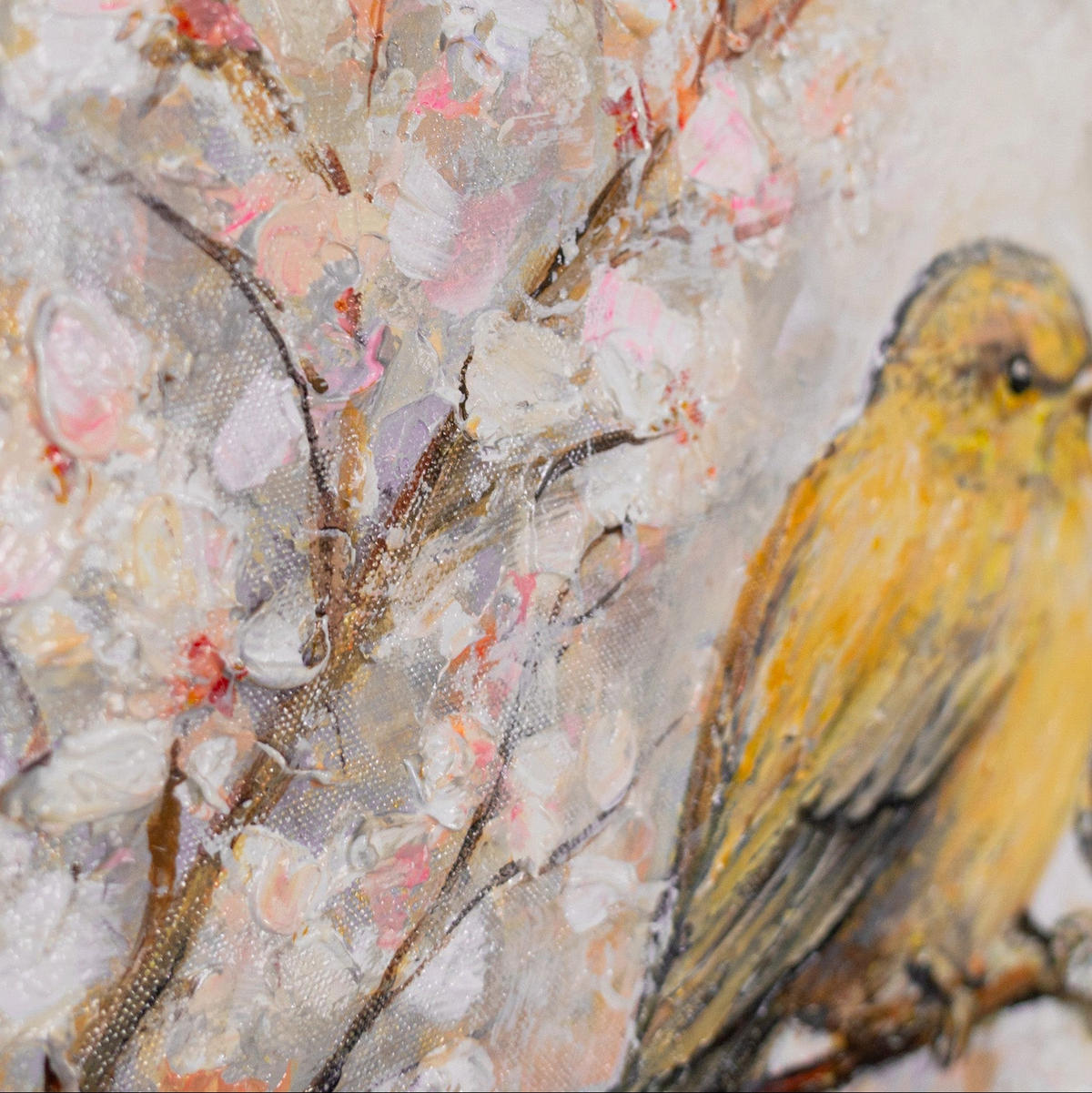 GEMÄLDE Zarte Vögel Schattenfugenrahmen Beige 70x50 cm - Beige, Holz (70/50cm) - YS-art gallery