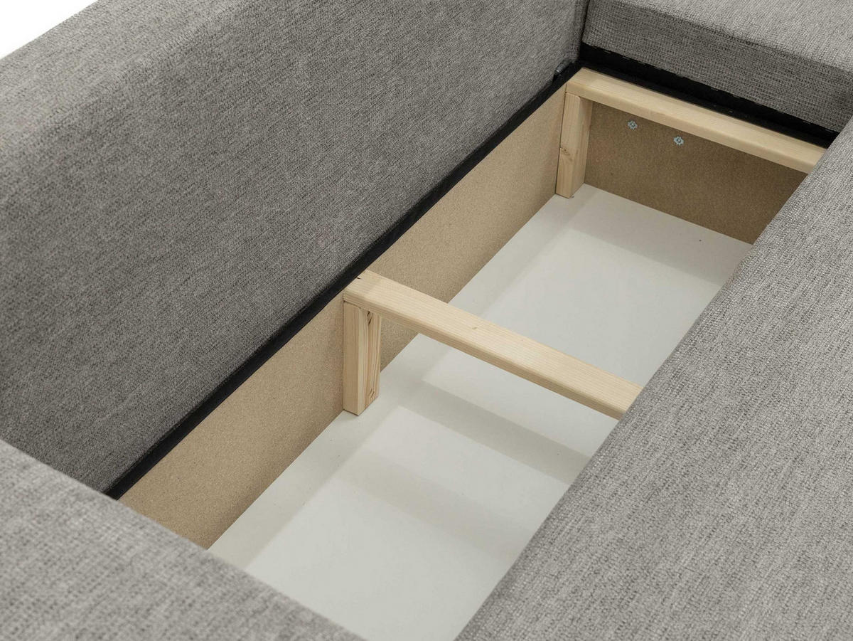 ECKSOFA Piano - Hellbraun/Schwarz, Holz/Kunststoff (244/145cm) - MIRJAN24