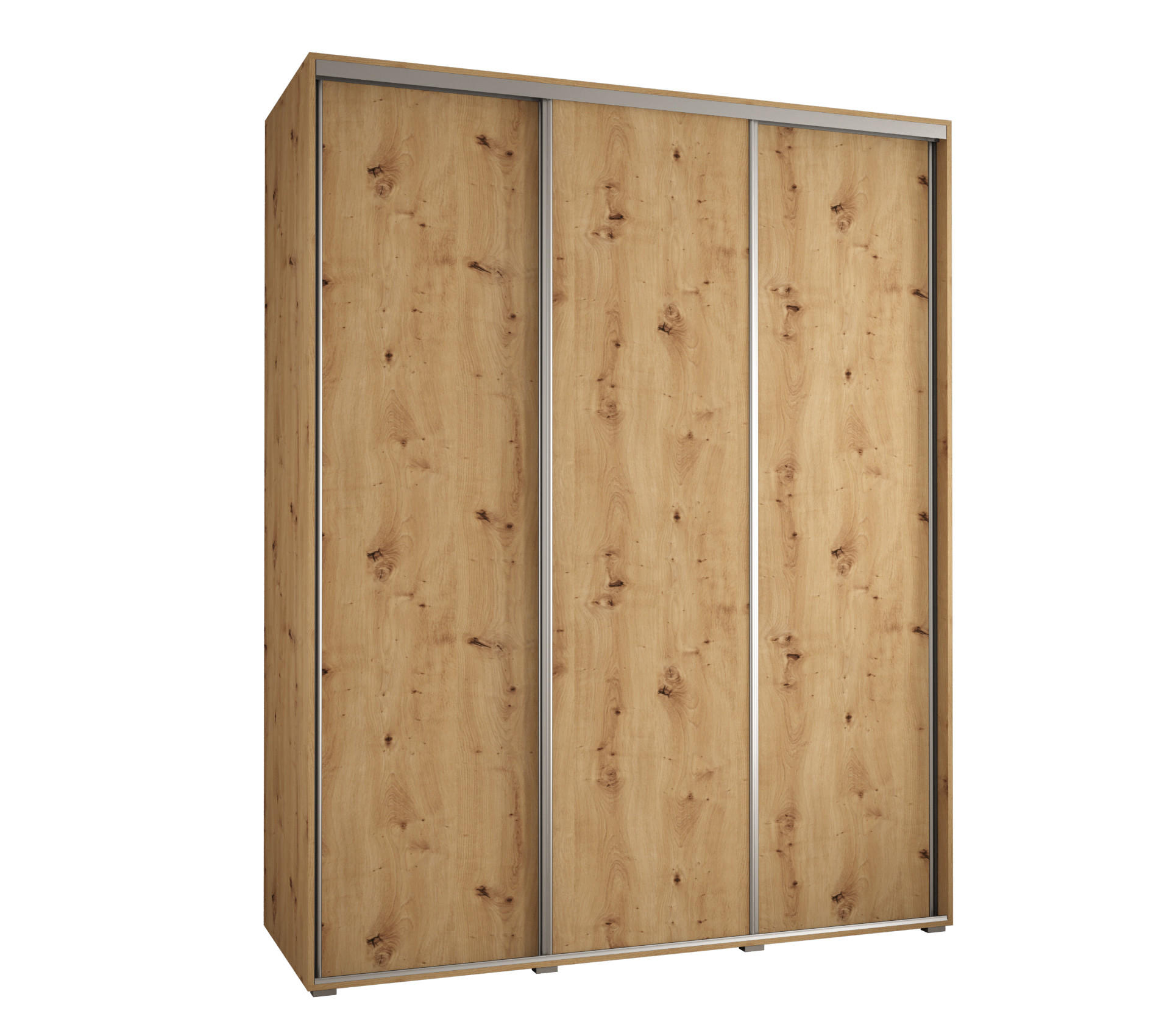 Abiks Möbel Schwebetürenschrank Eiche Artisan, Eiche Artisan, Silber 190x235x60 cm
