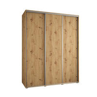 SCHWEBETÜRENSCHRANK 235,2/190/60 3-türig - Silberfarben/Eiche Artisan, Holz/Metall (190/235/60cm) - Abiks Möbel