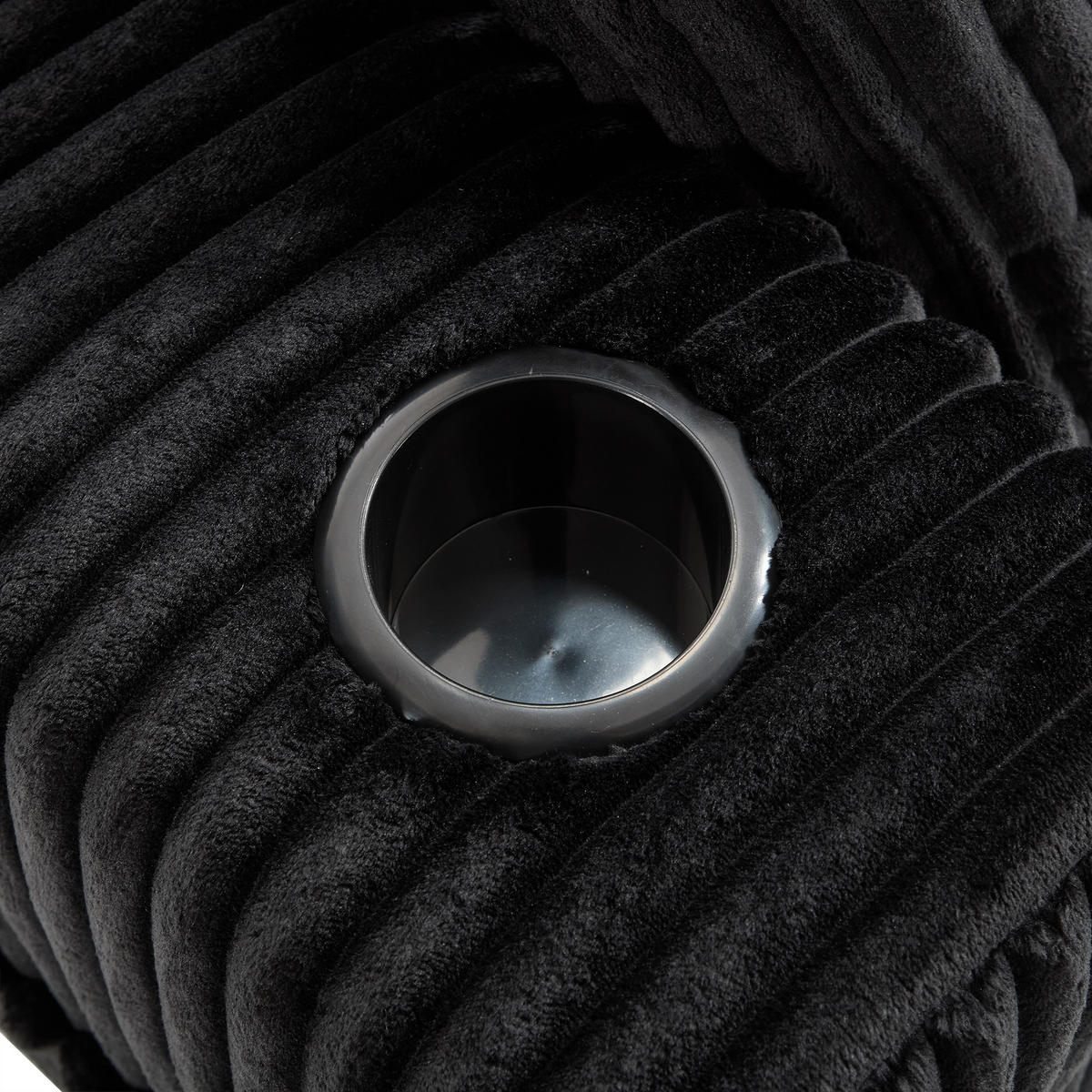 ECKSOFA Inklusive 5 Kissen,seitlicher Stauraum und Getränkehalter, Schwarz - Schwarz, Textil (160/257cm) - KOMHTOM