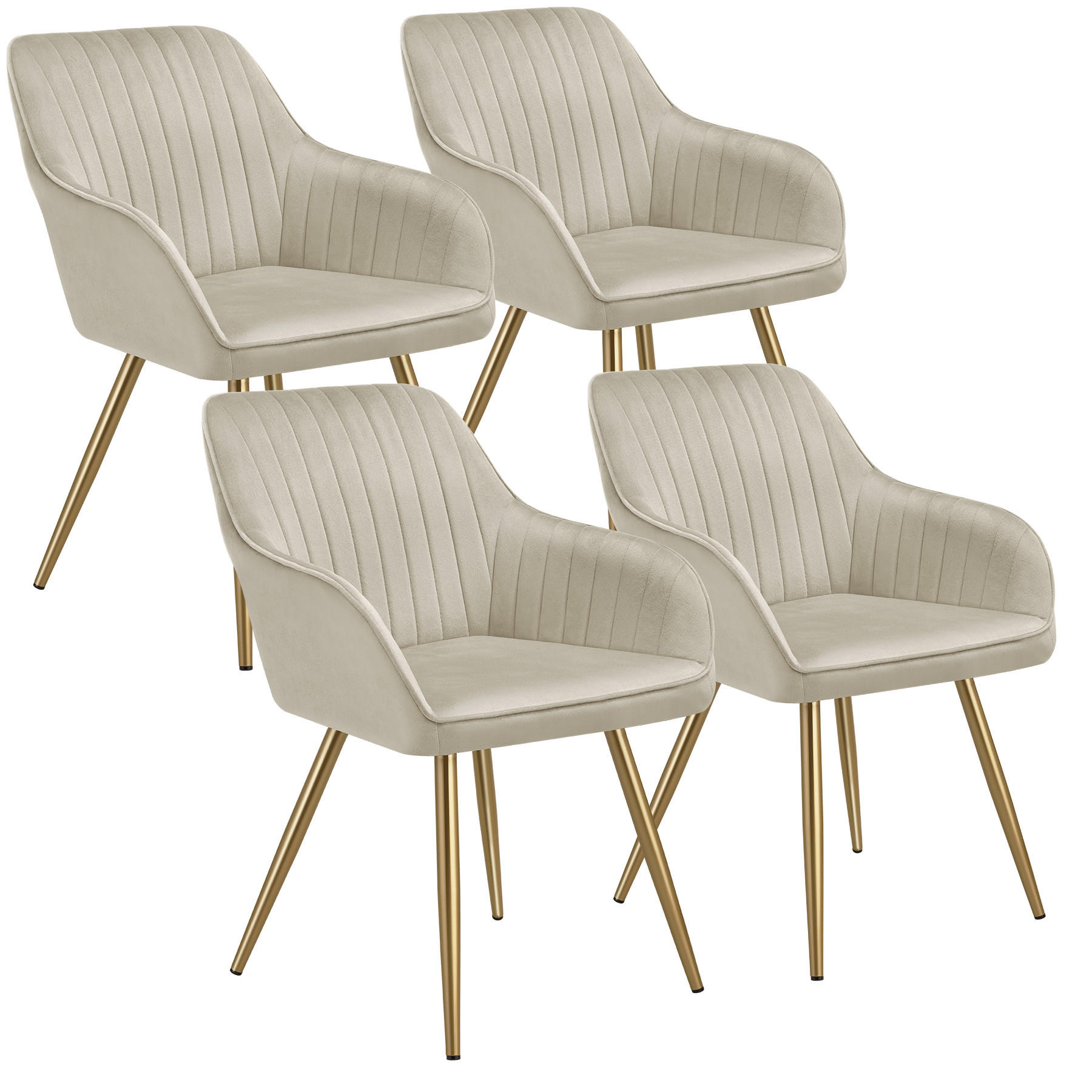 ESSZIMMERSTUHL 4er Set Marilyn 58 x 62 x 82 cm creme/gold - Goldfarben/Creme, Kunststoff (58/82/62cm) - tectake