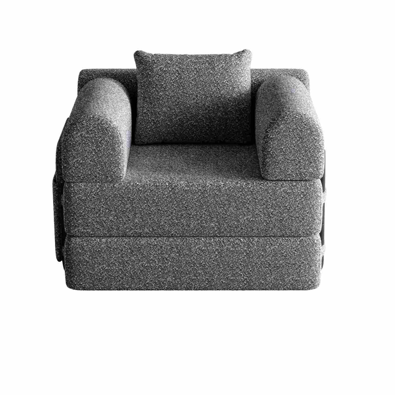SCHLAFSOFA aus Chenille Grau mit Armlehnen-Ablagefach, Stahlrahmen und rutschfester Unterlage - Grau, Textil (94/49.5/181.6cm) - Modfu