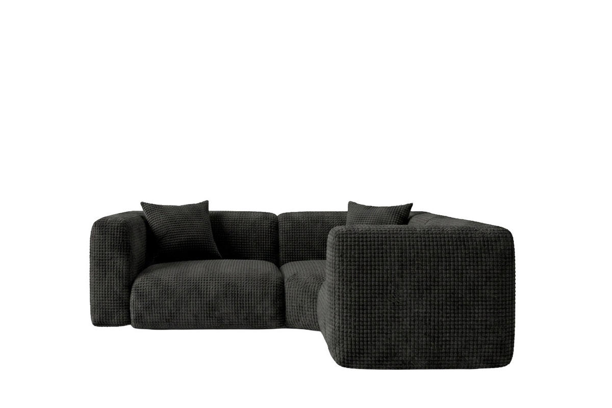 ECKSOFA Modulares, Corner mini, Chenille-Stoff Cremona, Anthrazit, GRETA - Anthrazit, Holz (380/190cm) - Kaiser Möbel
