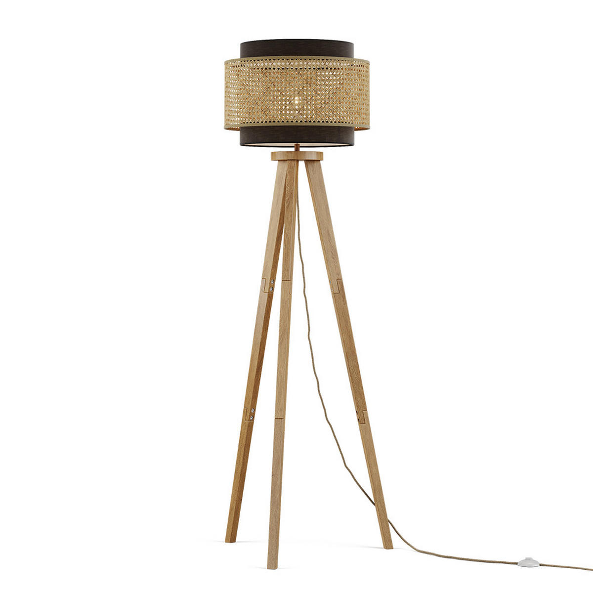 TALNA SVETILKA Morten Ratan/črna - črna, les (45/45/142cm) - Vicco