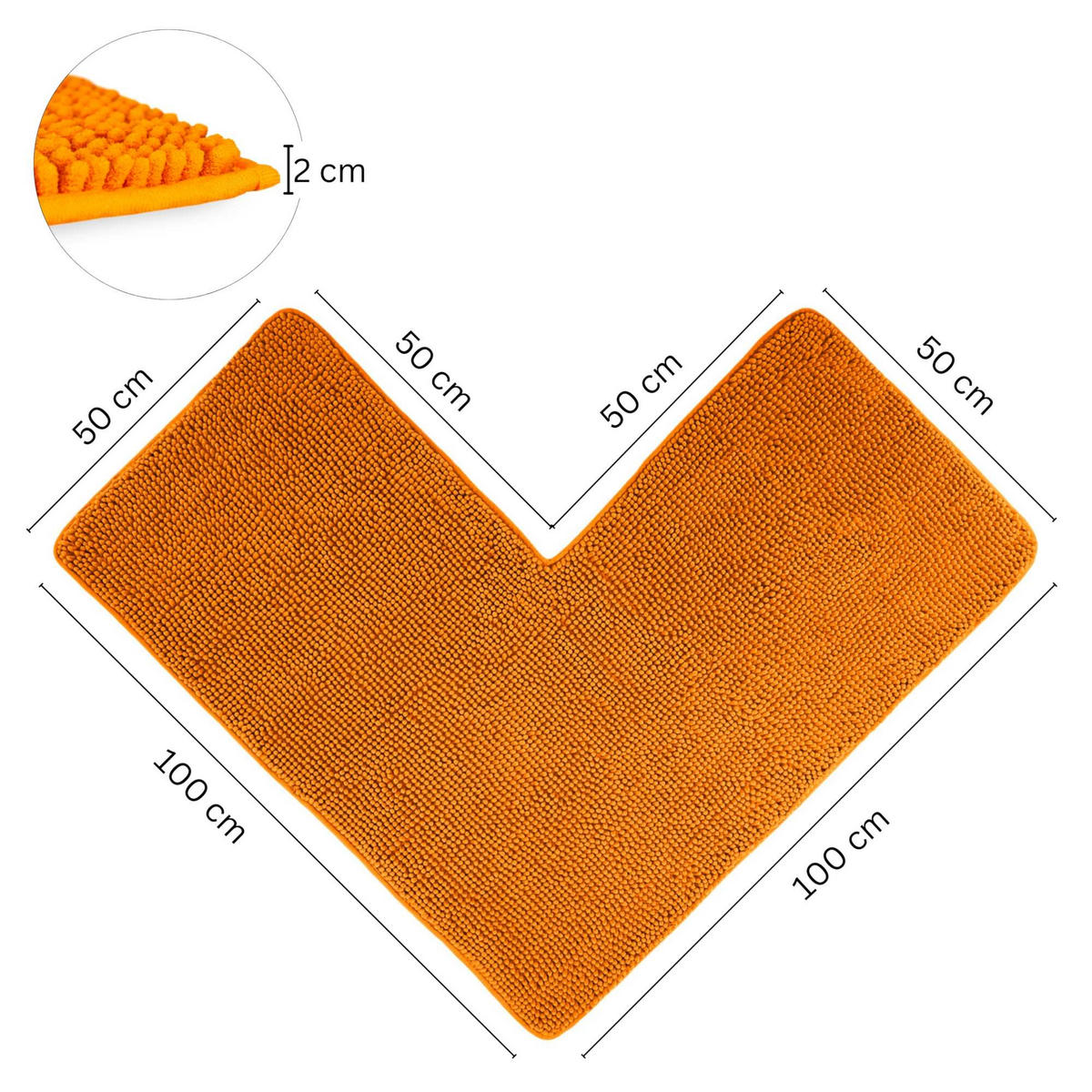 ECKBADEMATTE PARIS - Orange, Textil (100/100cm) - WohnDirect