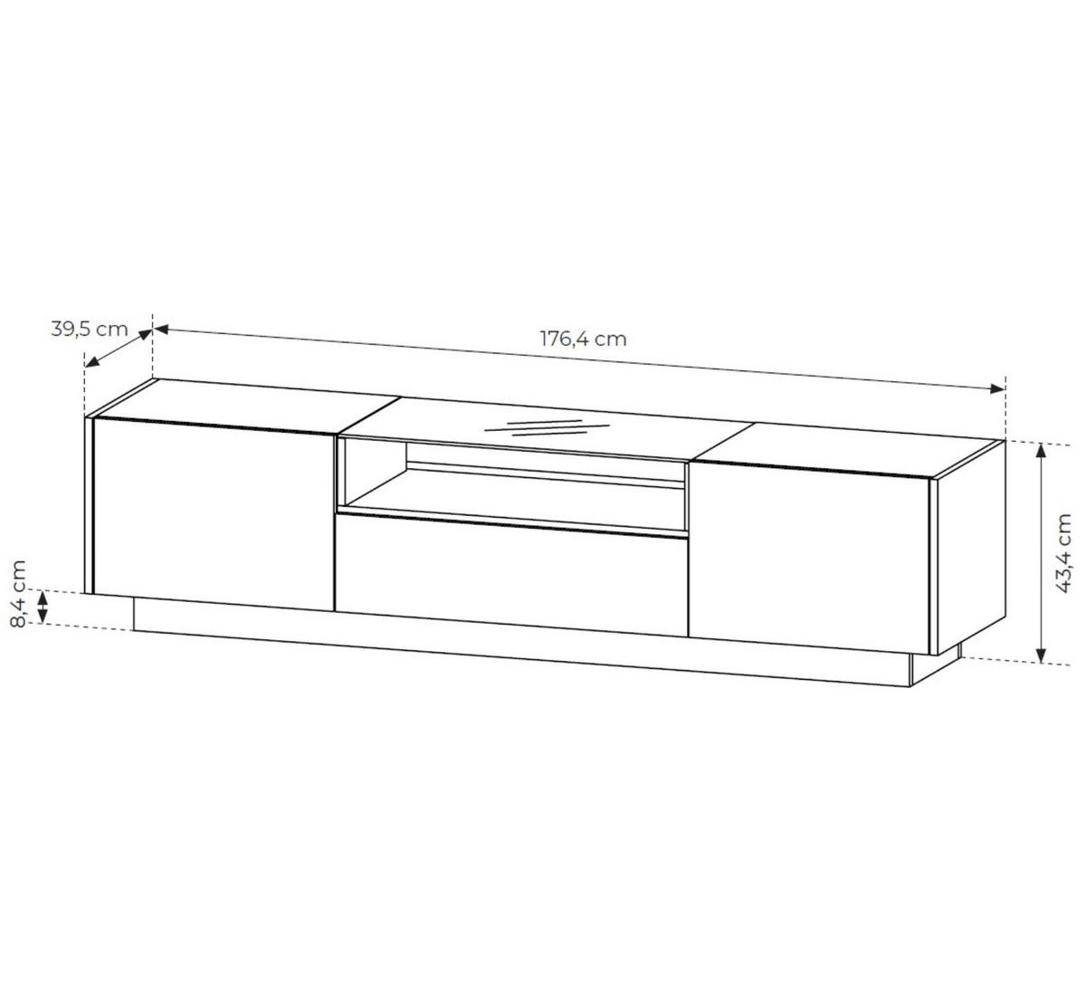 RTV-SCHRANK Kiro Beige 176, Lowboard mit LED - Beige, Holzwerkstoff (176/43/40cm) - Bettso