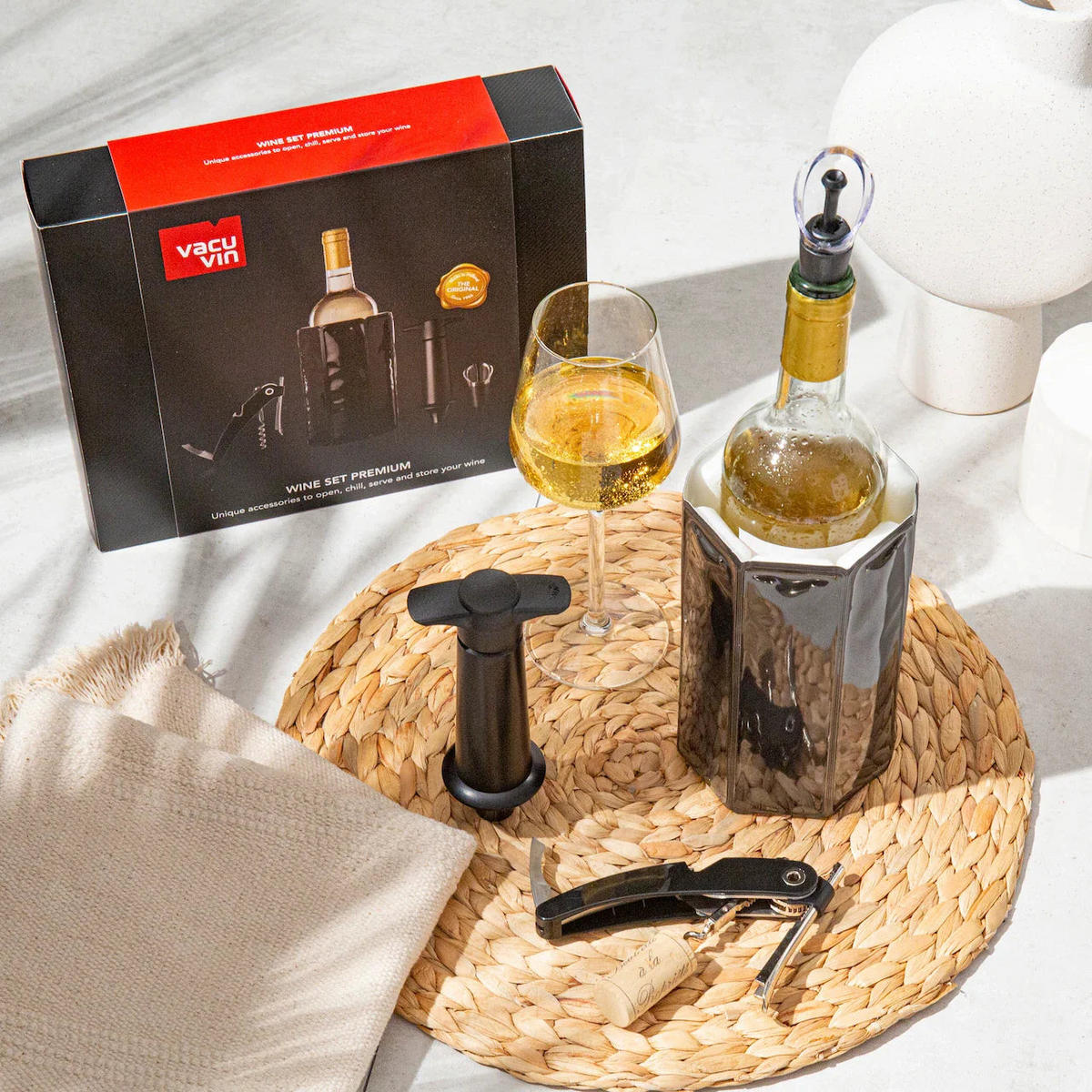 WEIN-SET Weinkühler Premium - Schwarz - 4-teilig - Schwarz, Kunststoff (0.1L) - Vacu Vin