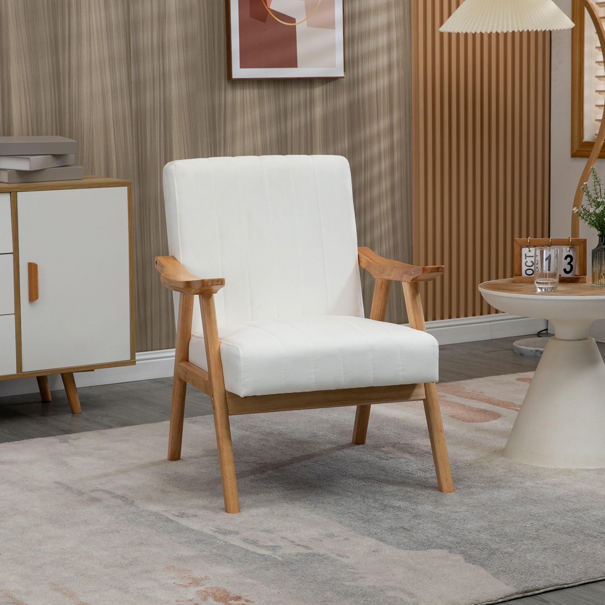 POLSTERSTUHL mit Armlehnen, Creme - Creme, Kunststoff (74/82/68cm) - HOMCOM