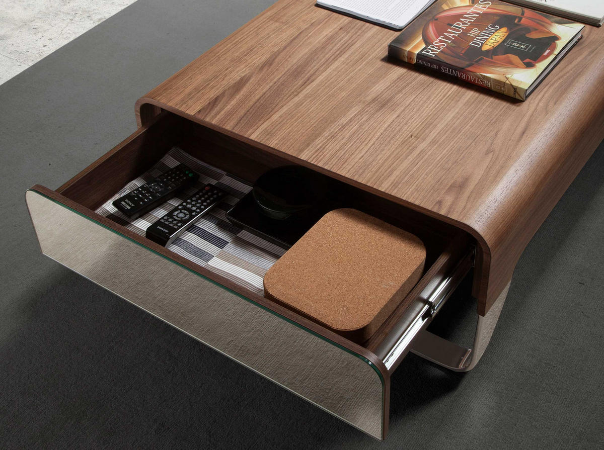COUCHTISCH Rechteckig Walnuss , Stahl 120/70/34 cm - Edelstahlfarben/Nussbaumfarben, Holz/Metall (70/120/34cm) - ANGEL CERDA
