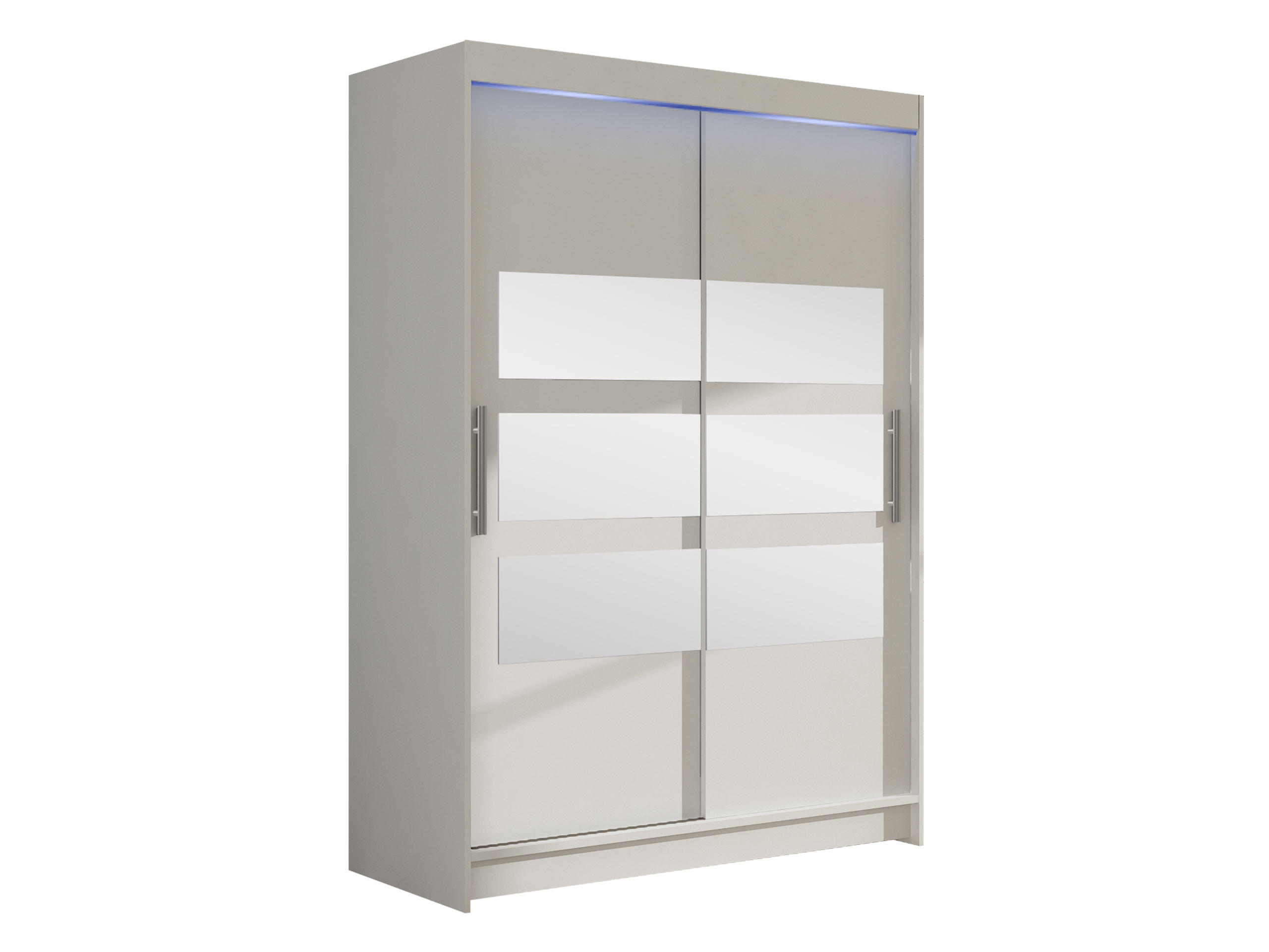 KLEIDERSCHRANK Miami V, mit RGB LED Beleuchtung - Silberfarben/Weiß, Holzwerkstoff/Kunststoff (120/200/58cm) - MIRJAN24