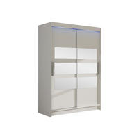 KLEIDERSCHRANK Miami V, mit RGB LED Beleuchtung - Silberfarben/Weiß, Holzwerkstoff/Kunststoff (120/200/58cm) - MIRJAN24