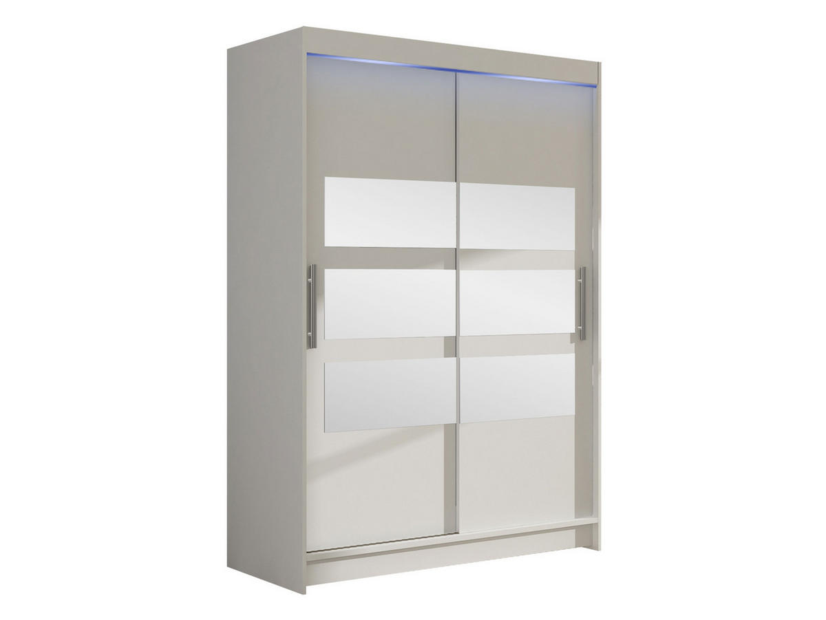 KLEIDERSCHRANK Miami V, mit RGB LED Beleuchtung - Silberfarben/Weiß, Holzwerkstoff/Kunststoff (120/200/58cm) - MIRJAN24