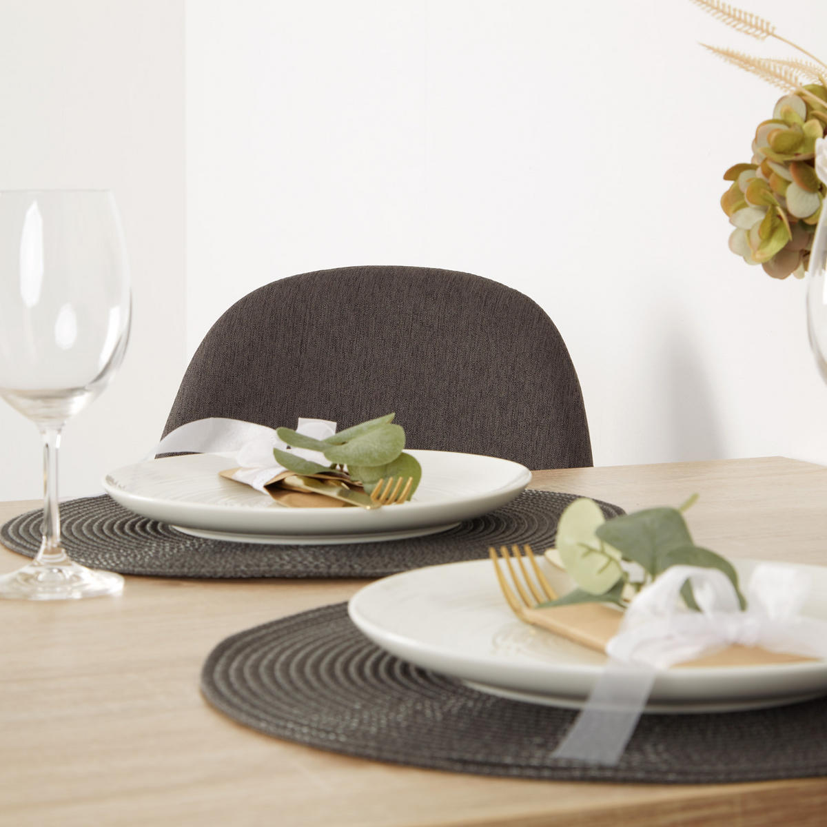 TISCHGRUPPE 80/80 cm in Natur mit 2 Stühle Anthrazit - Anthrazit/Naturfarben, Holz/Textil (80/88/80cm) - Homestyle4u