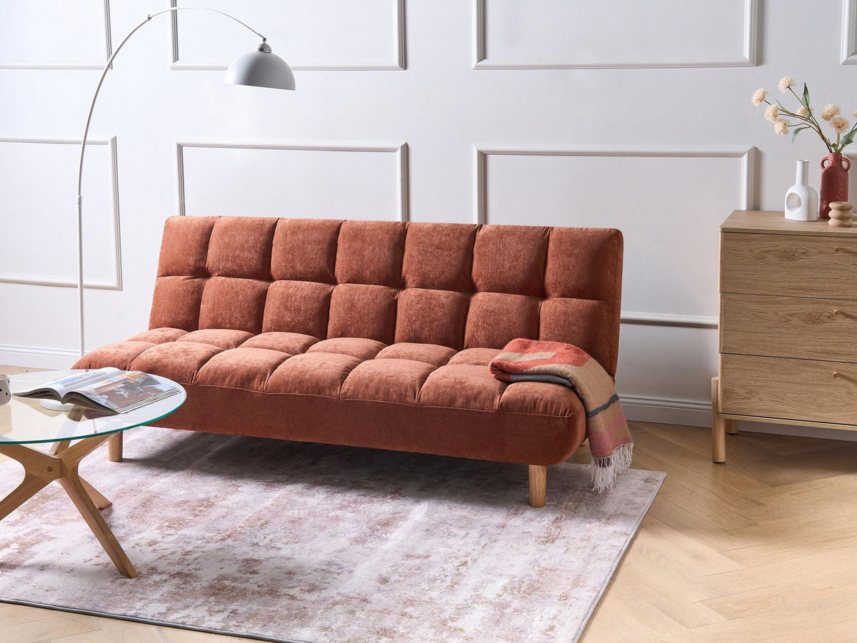 CANAPEA EXTENSIBILĂ cu 2 locuri textil maro aurie Risor - maro/auriu, material textil (190/83/90cm) - Beliani