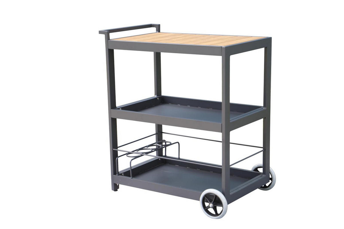 BARTISCH aus Aluminium, inkl. Servierwagen Eiskübel und Schrank - Dunkelgrau, Metall (50/91/296cm) - Goriller