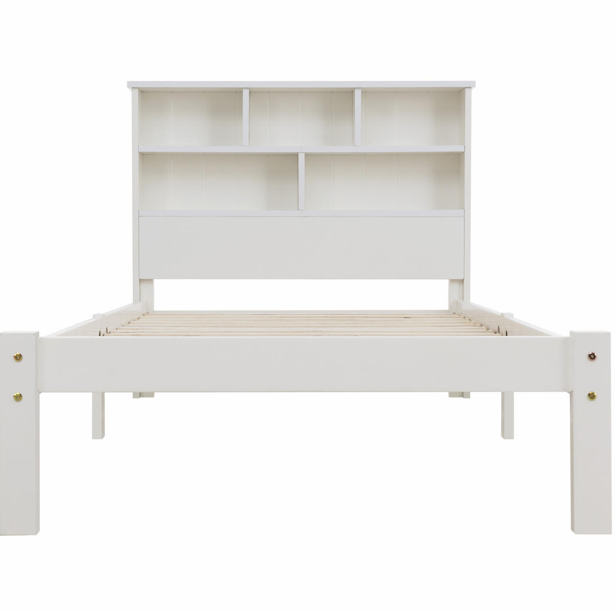 EINZELBETT 90/200 cm Weiß mit Bücherregal und Schubladen - Weiß, Holz (90/200cm) - OKWISH