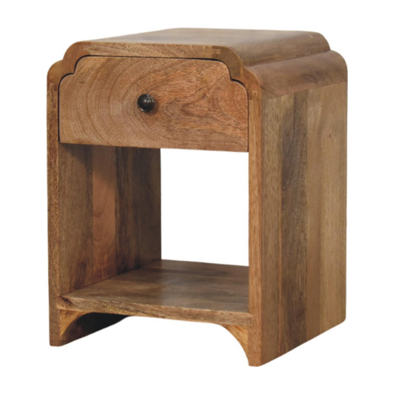 NACHTTISCH Massivholz Newton Mini Oak-ish, 1 Schublade und Offenes Regal - Eichefarben/Beige, Mangoholz/Holz (30/40/30cm) - Artisan Furniture