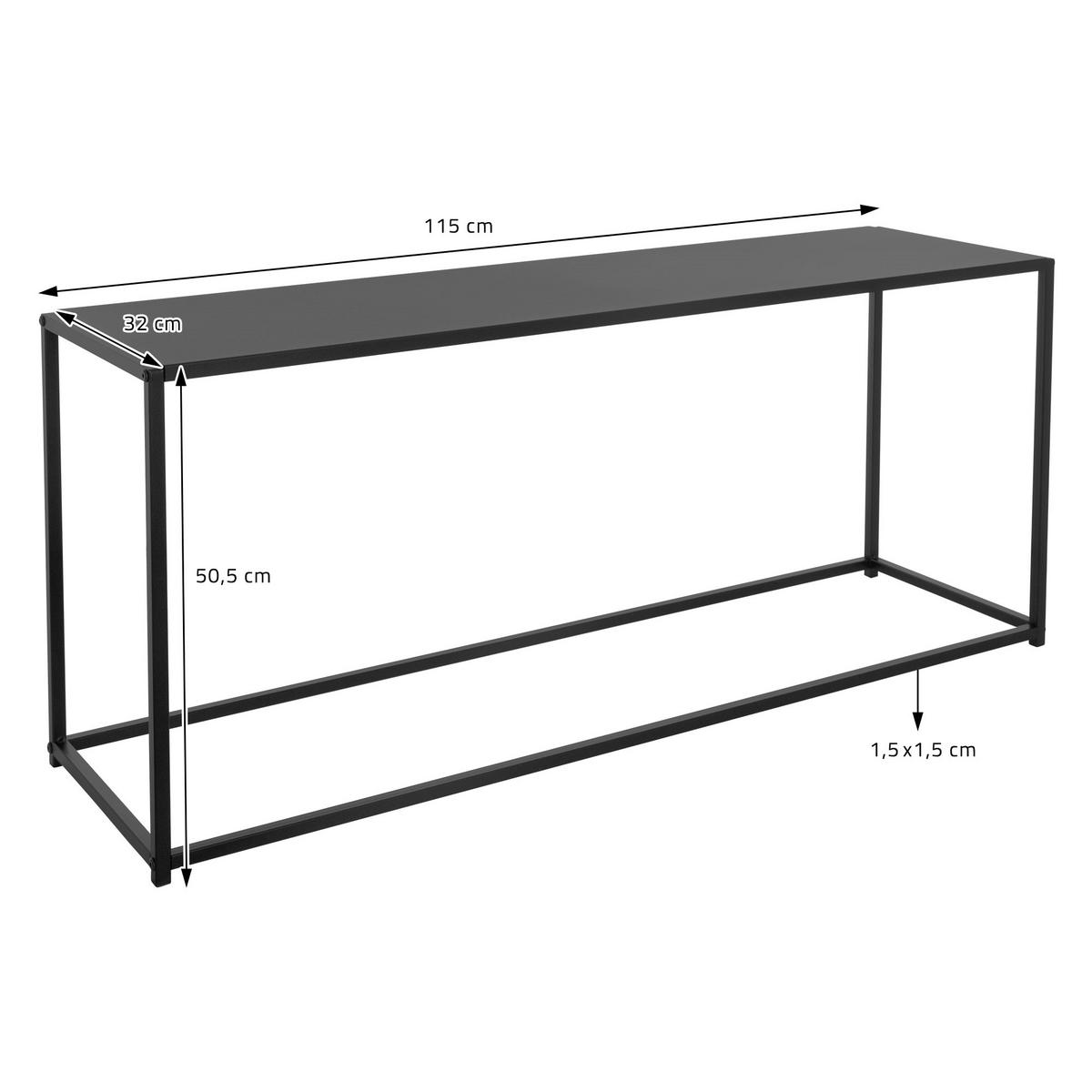 COUCHTISCH rechteckig Schwarz 115/32/50,5 cm - Schwarz, Metall (50.5/32/115cm) - ML-DESIGN