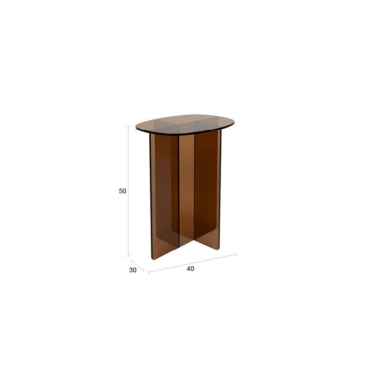 BEISTELLTISCH Linea 30x40 cm Braun - Braun, Glas (30/40/50cm) - Zuiver