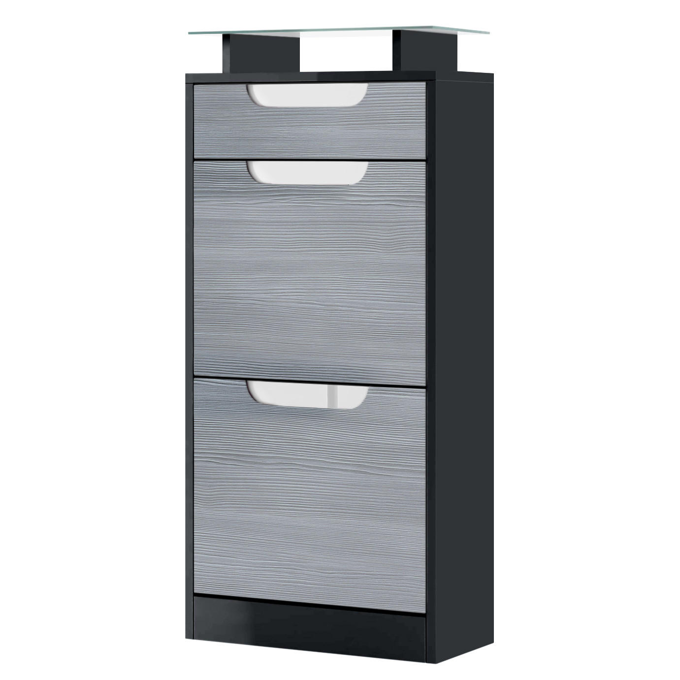 SCHUHSCHRANK Fiesta Avola-Anthrazit / Weiß Hochglanz - Anthrazit, Holzwerkstoff (46/104/23cm) - Vladon