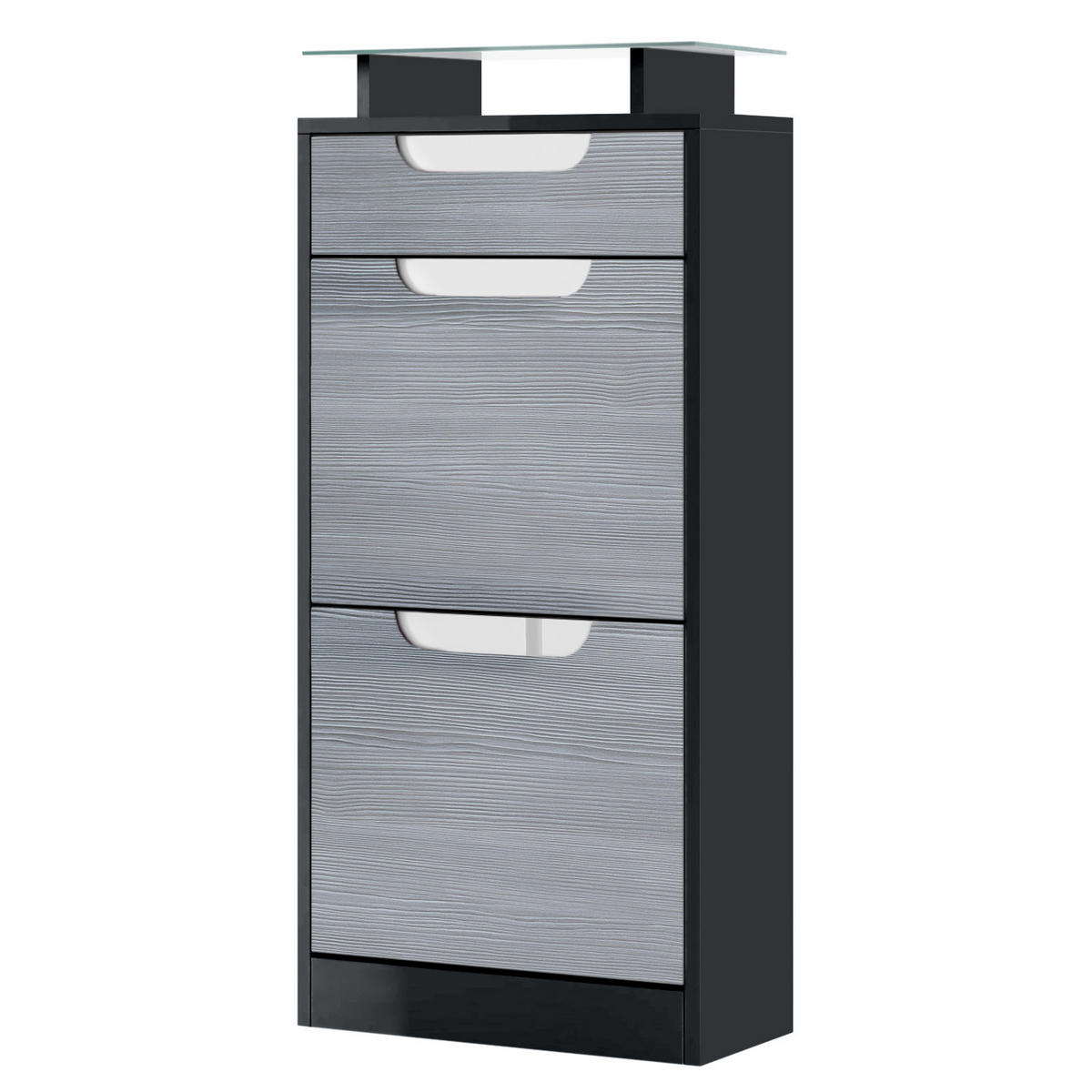 SCHUHSCHRANK Fiesta Avola-Anthrazit / Weiß Hochglanz - Anthrazit, Holzwerkstoff (46/104/23cm) - Vladon