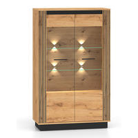 VITRINE Urso Gold Craft Eiche / Schwarz 92 / 40 / 141 cm - Eichefarben/Schwarz, Holz/Holzwerkstoff (92/141/40cm) - Feldmann-Wohnen