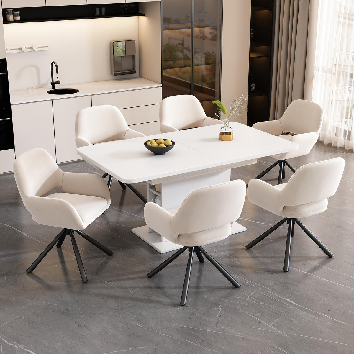 ESSZIMMERSTUHL 2 Stück Drehbar Samt Beige, Armlehne Modern - Beige, Textil (50/80/60cm) - FLIEKS