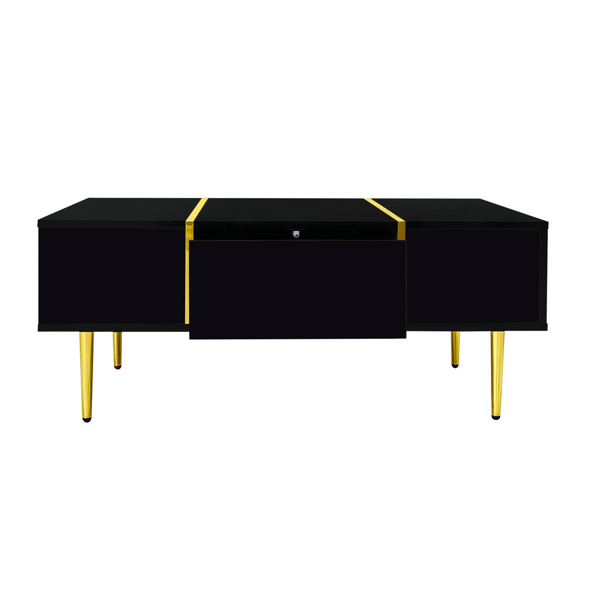 COUCHTISCH Schwarz Hochglanz mit 2 Schubladen und Stauraum - Schwarz, Holzwerkstoff (100/60/41.5cm) - Korfee