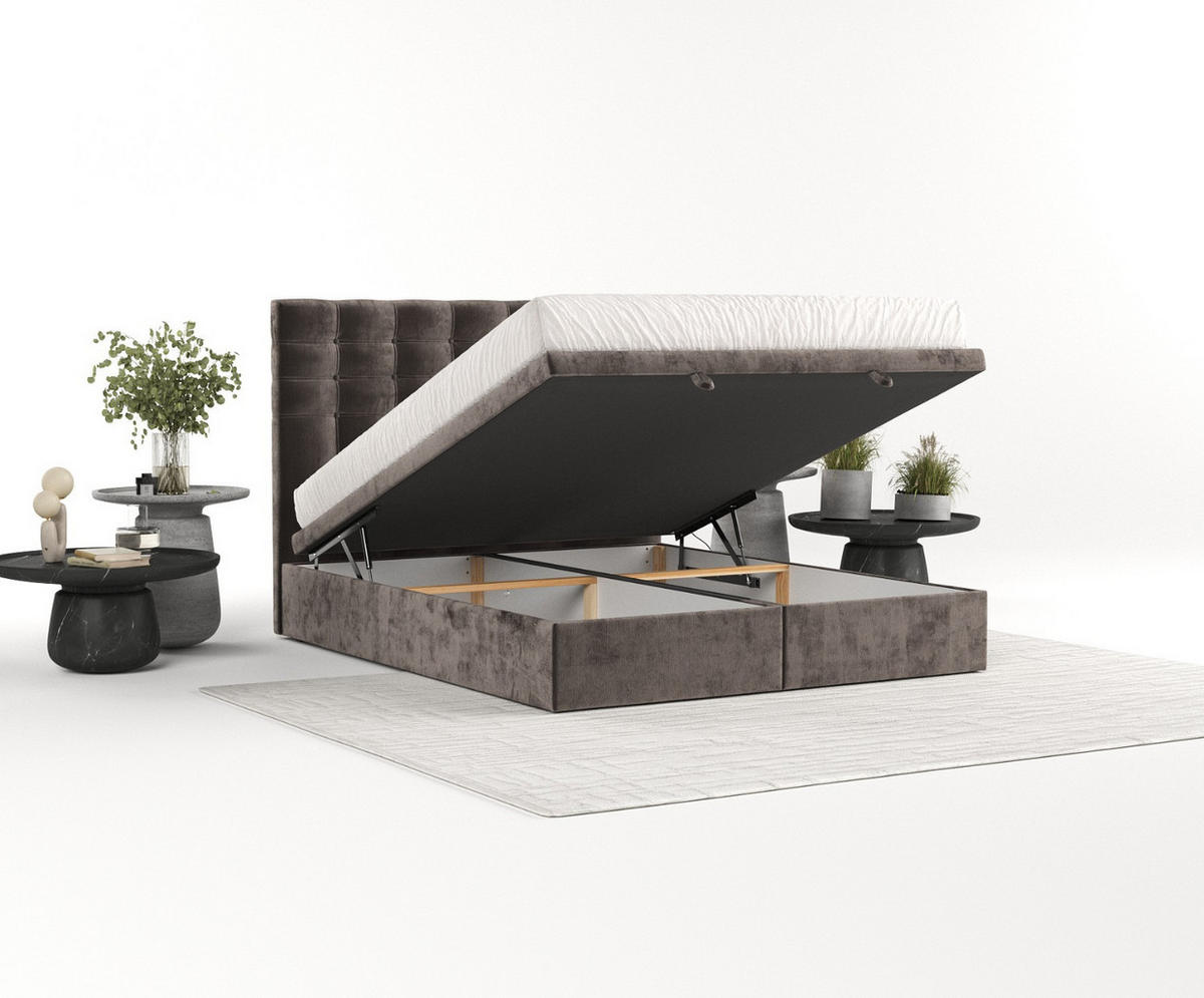 POLSTERBETT Callo mit Stauraum 200/200 cm Braun im Lotta Stoff - Schwarz/Braun, Holz/Holzwerkstoff (200/200cm) - AltaBeds