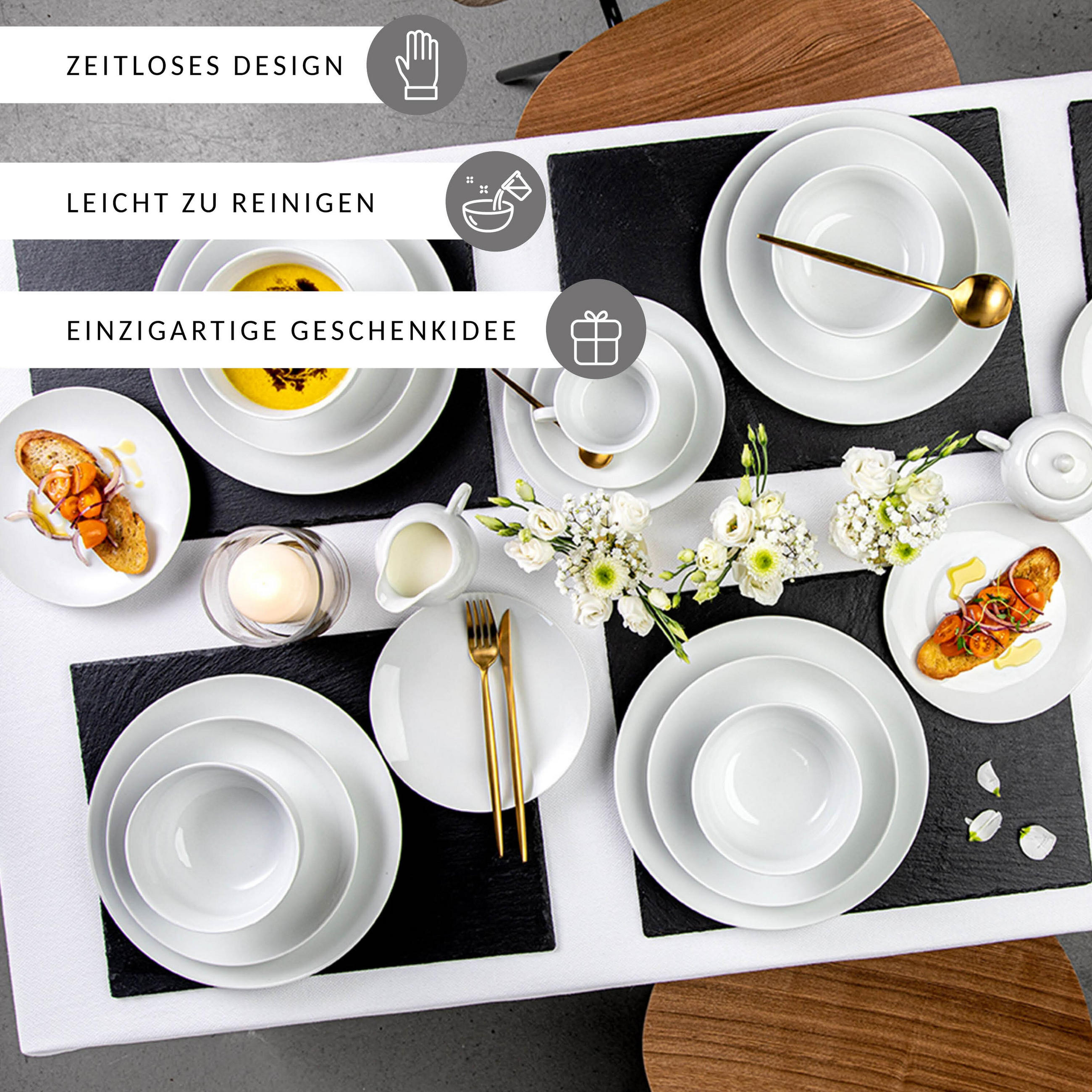 KOMBISERVICE NEW PORT - 86 teilig aus Porzellan - Weiß, Keramik (36.5/33/43cm) - Sänger