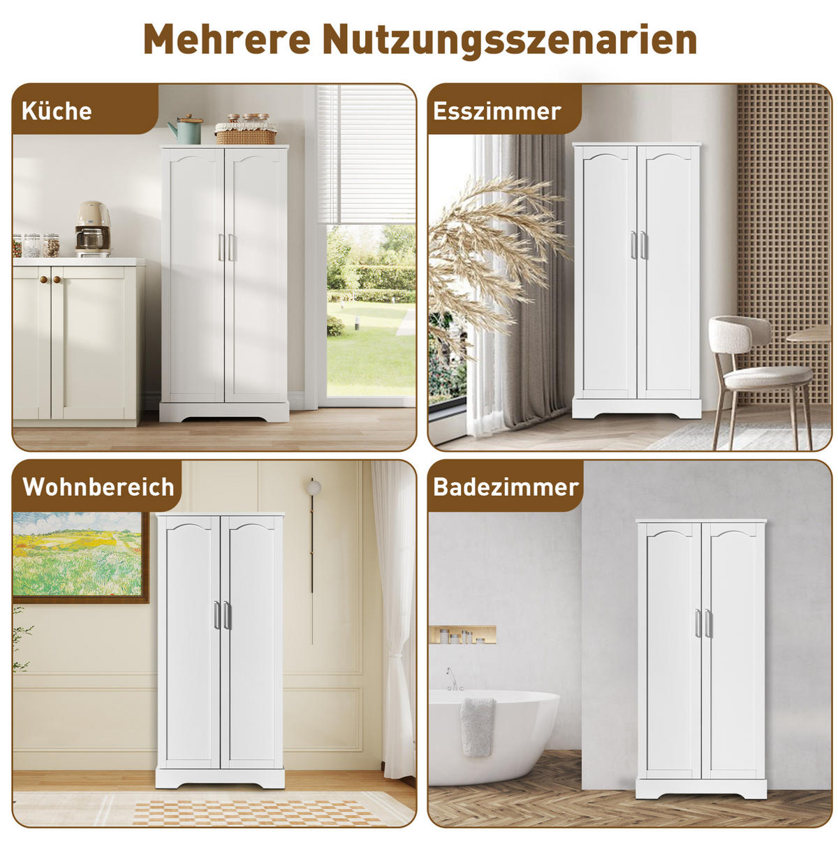 BUFFET 60/35/128 cm aus MDF mit LED-Sensorleuchte Weiß - Weiß, Holzwerkstoff (60/128/35cm) - Modenvie