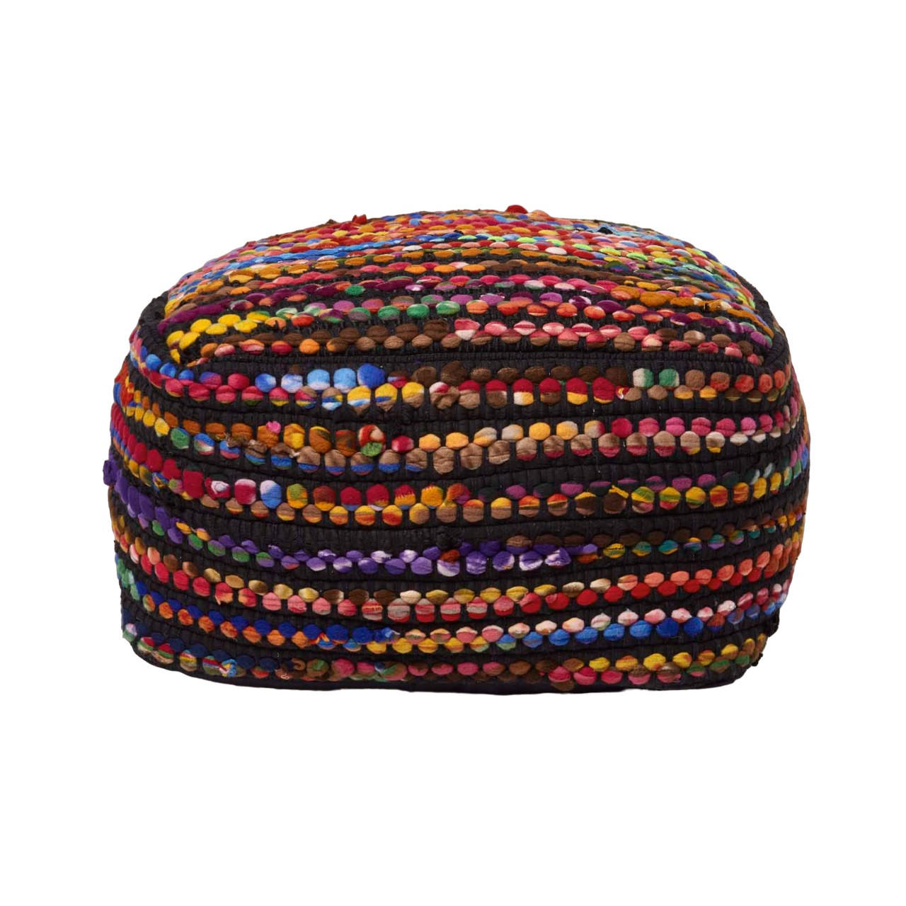 SITZPOUF Folk mit bunten Streifen, 60/60/30 cm - Multicolor, Textil (60/30/60cm) - Homescapes