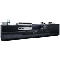 LOWBOARD Mogan Fronten in Schwarz Hochglanz - Schwarz Hochglanz, Holzwerkstoff (181/39/35cm) - Vladon