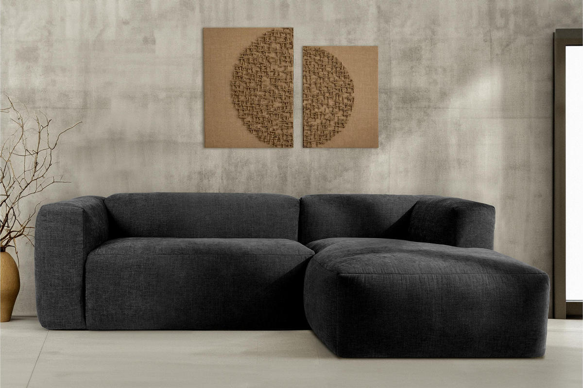 ECKMODULSOFA-RECHTS BUFFO 3/4 Sitzer mit extrem weicher Sitzfläche, Gewebestoff, graphit - Graphitfarben, Textil (237/180cm) - KONSIMO®