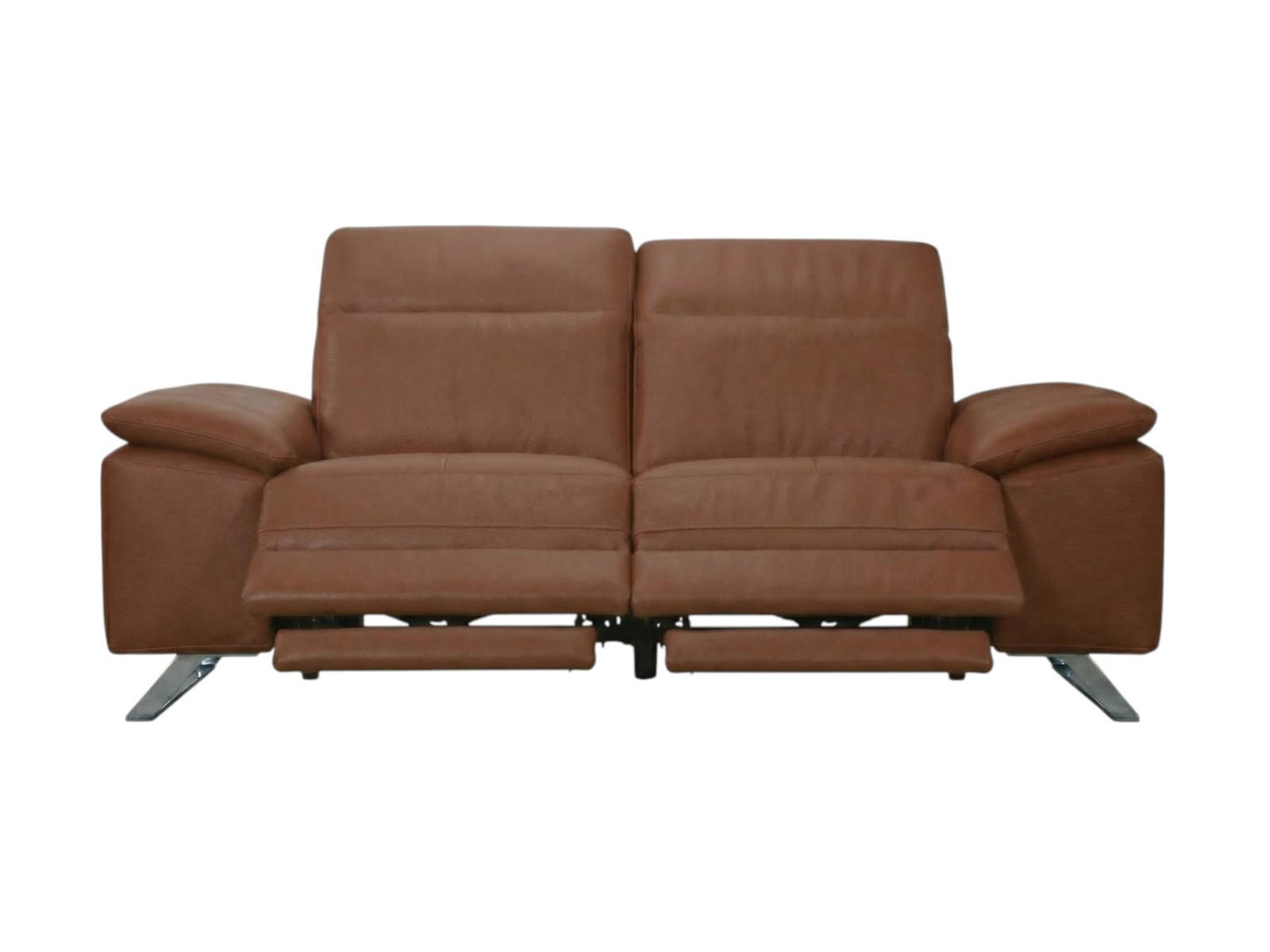 3-SITZER Sofa Genius Echtleder mit 2 x Relaxfunktion Cognacbraun - Cognac, Leder/Metall (220/80/104cm)