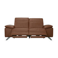 3-SITZER Sofa Genius Echtleder mit 2 x Relaxfunktion Cognacbraun - Cognac, Leder/Metall (220/80/104cm)
