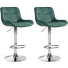BARHOCKER 2er Set Samt grün - Chromfarben/Grün, Textil/Metall (49/85/51cm) - CLP