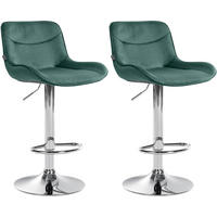 BARHOCKER 2er Set Samt grün - Chromfarben/Grün, Textil/Metall (49/85/51cm) - CLP