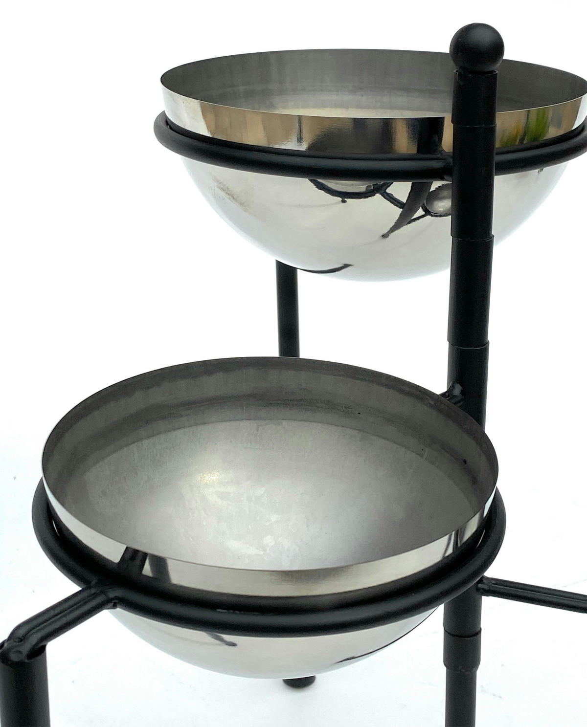 BLUMENTREPPE Metall Rund 46 cm mit 3 Töpfe Silber - Schwarz, Metall (40/46/40cm) - DanDiBo