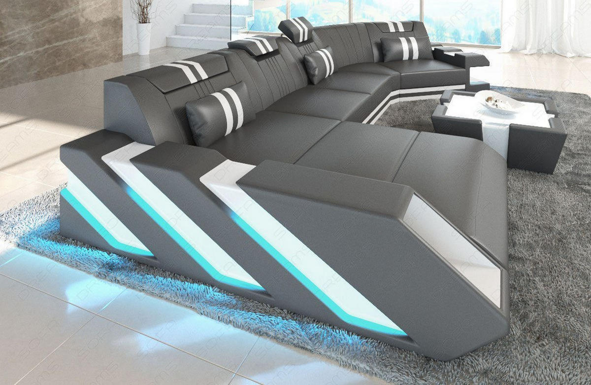 WOHNLANDSCHAFT Apollonia C - Grau, Leder (420/78/190cm) - Sofa Dreams